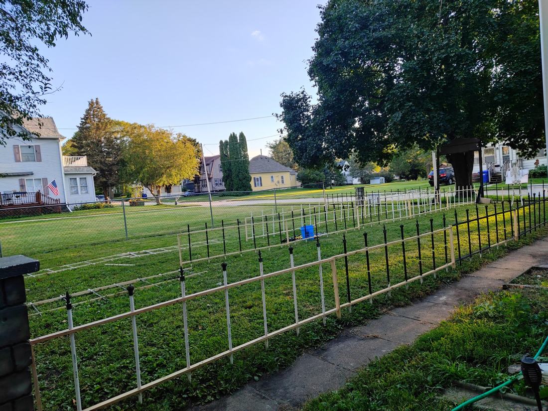The yard while the 2025 Halloween display was being built